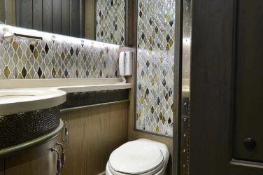 2017 Elegant Lady #5371 motorcoach interior view of bathroom, vanity