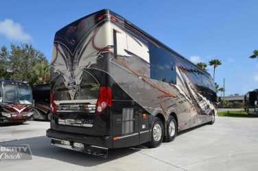 2017 Elegant Lady #5371 exterior entry side rear view of motorcoach on the lot