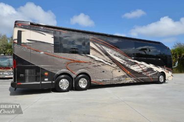 2017 Elegant Lady #5371 exterior entry side view of motorcoach on the lot