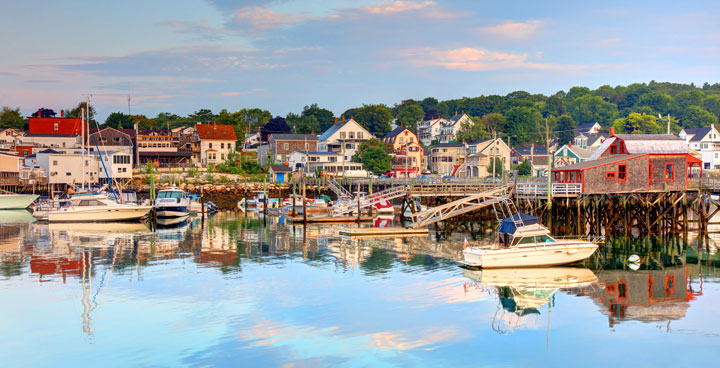 painted scene of Boothbay, Maine