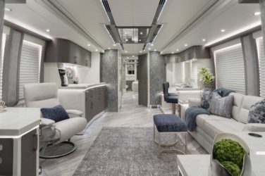2020 Elegant Lady #860 motorcoach interior view of main cabin