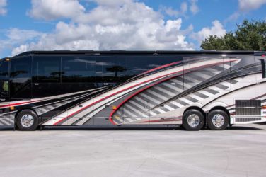 2020 Elegant Lady #7190 exterior driver side view of motorcoach on the lot