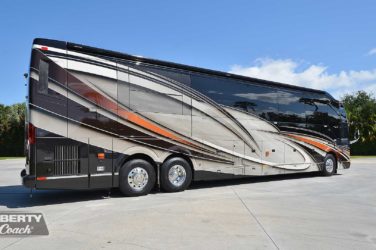 2021 Elegant Lady #5376 exterior entry side view of motorcoach on the lot