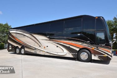 2021 Elegant Lady #5376 exterior entry side view of motorcoach on the lot