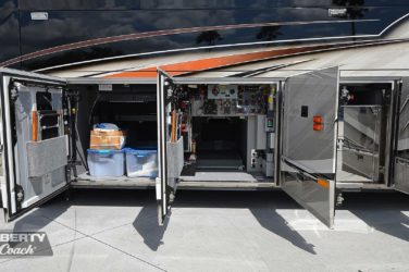 2021 Elegant Lady #5376 exterior driver side undercarriage open mechanical bays of motorcoach