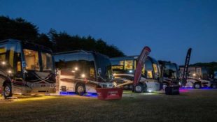 Motorcoaches at Night with Colored Ground Effects at Tellico Lake Event