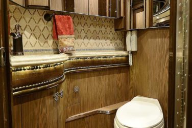 2015 Elegant Lady #5390 motorcoach interior view of bathroom, vanity