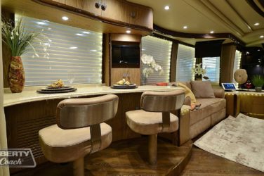 2015 Elegant Lady #5390 motorcoach interior view of dining area