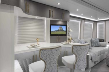 2021 Elegant Lady #874 motorcoach interior front look view of breakfast bar