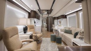 2022 Elegant Lady #879 motorcoach interior view of main cabin