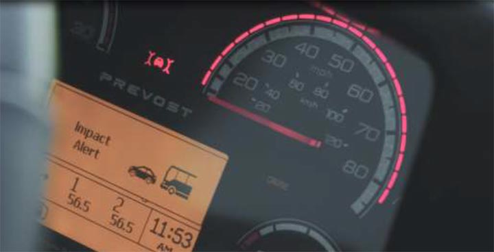 Close Up of Dashbaord and Driver Assist Alert Screen