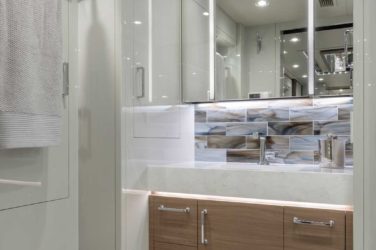 2022 Elegant Lady #882 motorcoach interior view of bathroom, vanity