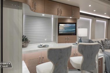 2022 Elegant Lady #882 motorcoach interior front look view of breakfast bar