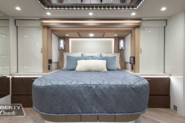 2022 Elegant Lady #885 motorcoach interior view of king-size bed