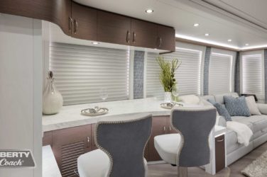 2022 Elegant Lady #885 motorcoach interior front look view of breakfast bar