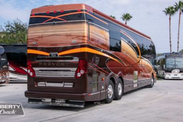 2013 Elegant Lady #5362 exterior entry side rear view of motorcoach on the lot