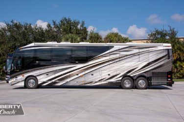 2022 Elegant Lady #886 exterior driver side view of motorcoach on the lot