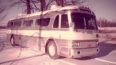 The First Liberty Motorcoach on Snowy Road