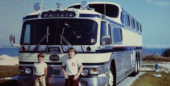 Frank and Kurt as young boys in Front of Scenicruiser Motorcoach