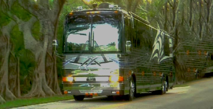 2003 Liberty Coach driving on road