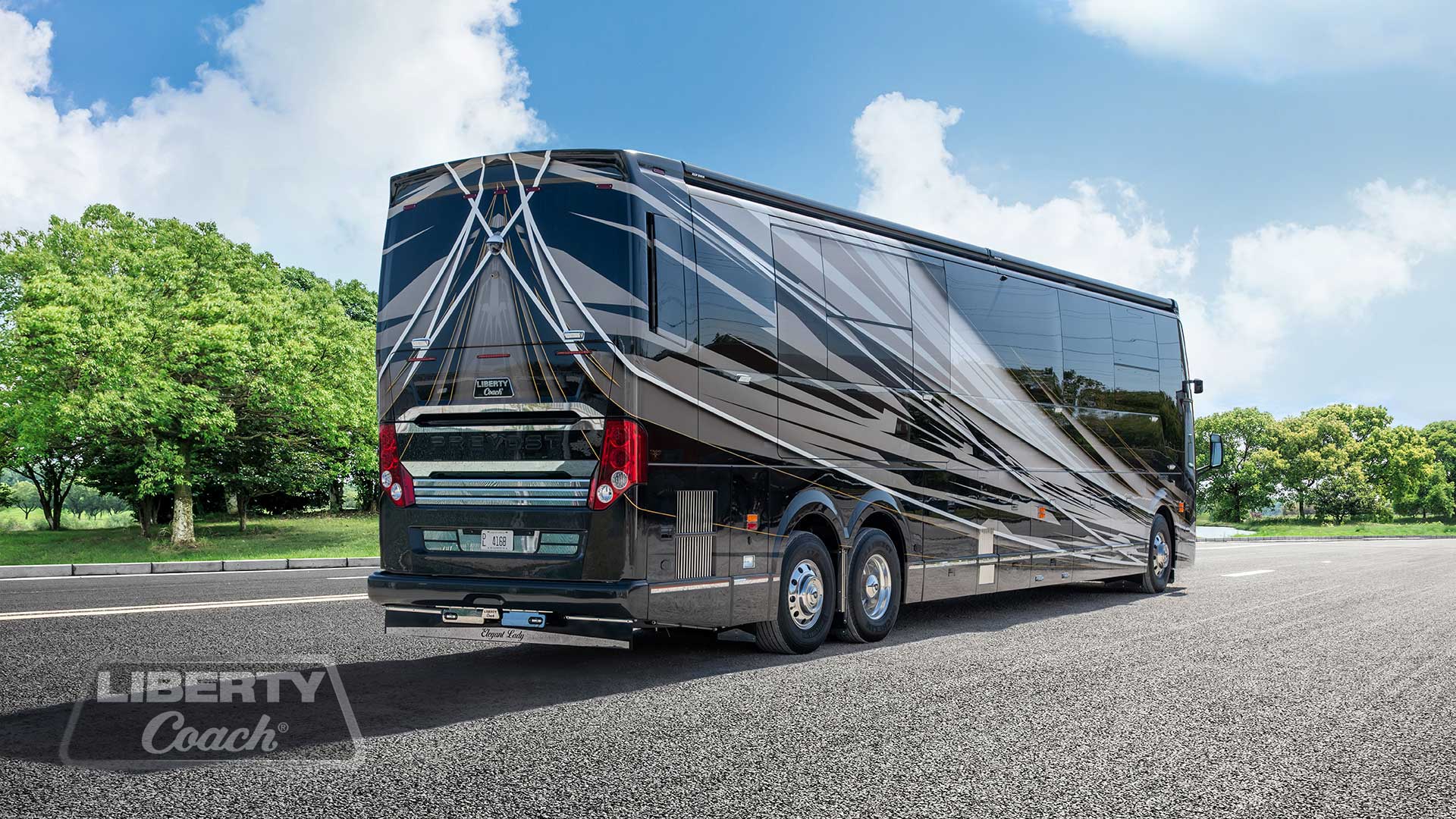 Coach Rear Liberty-Coach-915-Exterior-Rear-Gallery - Custom Luxury Motorcoach