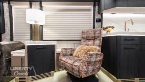 2026 Liberty Coach motorcoach interior view of side chairs and table